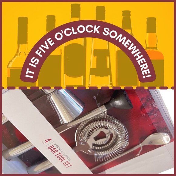 4 Piece Bar Tool Set Stainless Steel Set New With Tags Party time! NWT - Picture 2 of 6